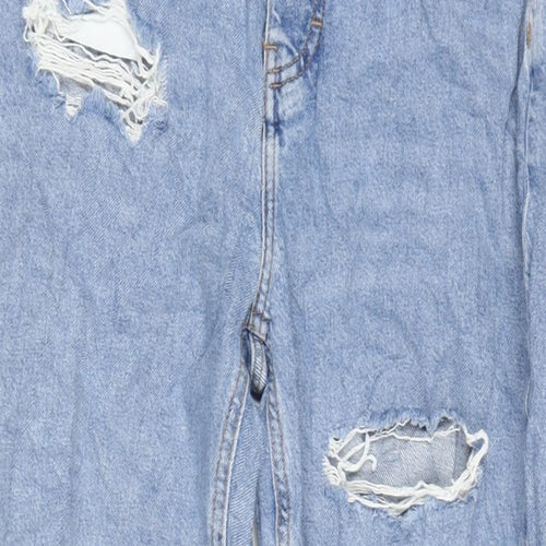 Denim & Co. Womens Blue Cotton Straight Jeans Size 12 L30 in Regular Button