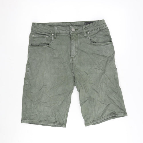 ASOS Mens Green Cotton Bermuda Shorts Size 30 in L10 in Regular Zip