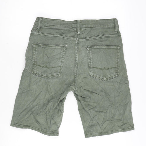 ASOS Mens Green Cotton Bermuda Shorts Size 30 in L10 in Regular Zip