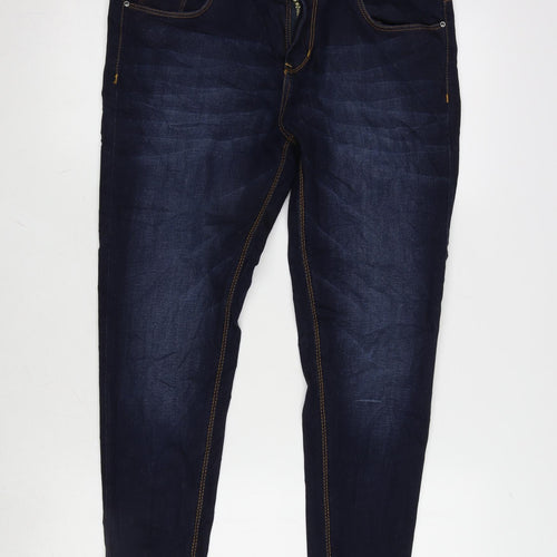 Zheia Womens Blue Cotton Blend Tapered Jeans Size 30 in L25 in Regular Zip