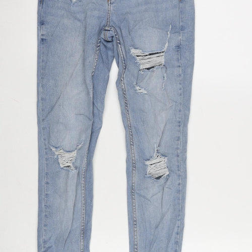 Denim & Co. Womens Blue Cotton Blend Tapered Jeans Size 8 L29 in Regular Zip