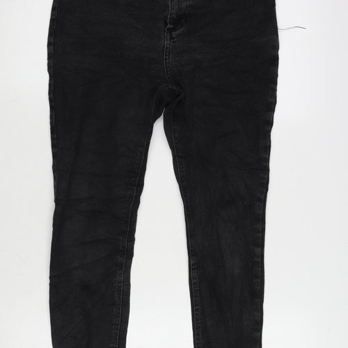 New Look Womens Grey Cotton Blend Tapered Jeans Size 12 L24.5 in Regular Zip