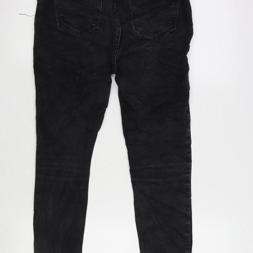 New Look Womens Grey Cotton Blend Tapered Jeans Size 12 L24.5 in Regular Zip