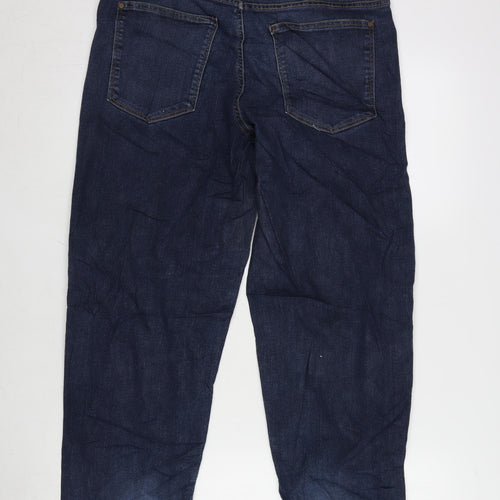 NEXT Womens Blue Cotton Blend Wide-Leg Jeans Size 32 in L27 in Regular Zip