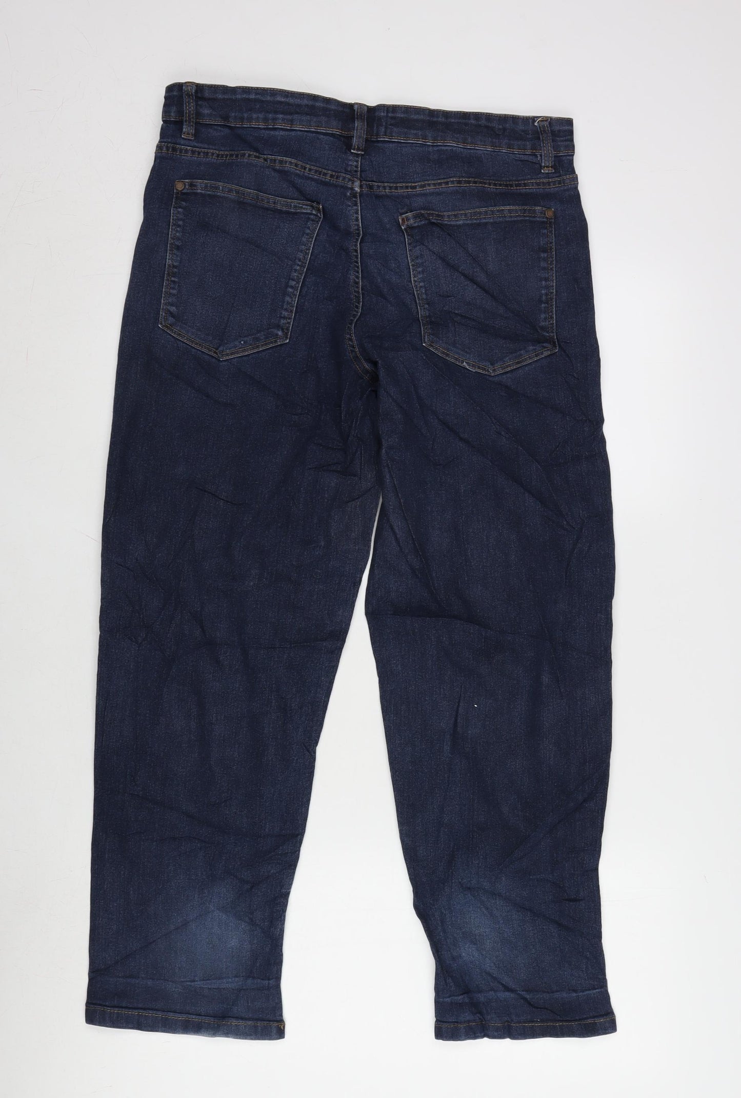 NEXT Womens Blue Cotton Blend Wide-Leg Jeans Size 32 in L27 in Regular Zip