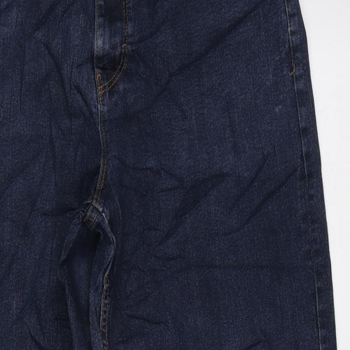 NEXT Womens Blue Cotton Blend Wide-Leg Jeans Size 32 in L27 in Regular Zip