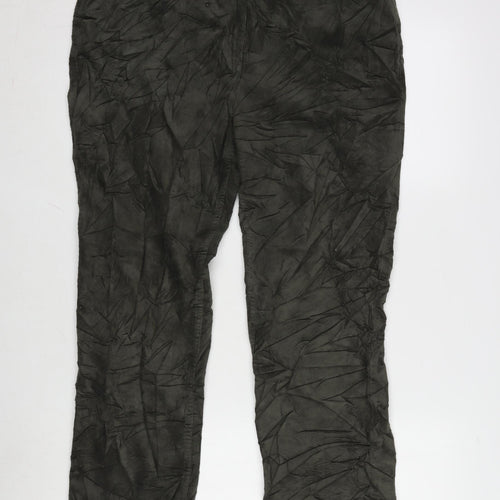 Marks and Spencer Womens Green Cotton Trousers Size 14 L26 in Regular Tie