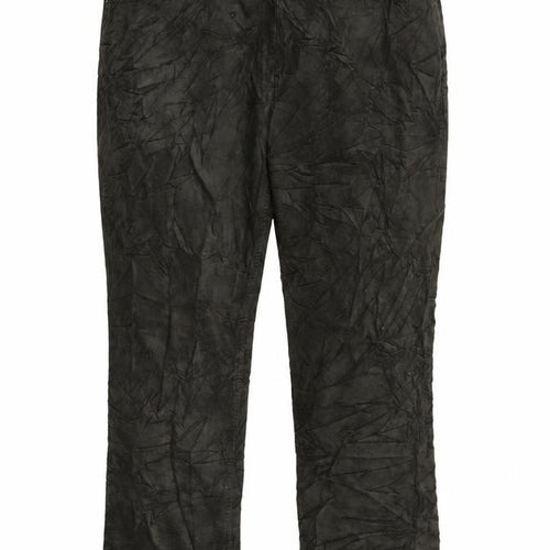 Marks and Spencer Womens Green Cotton Trousers Size 14 L26 in Regular Tie