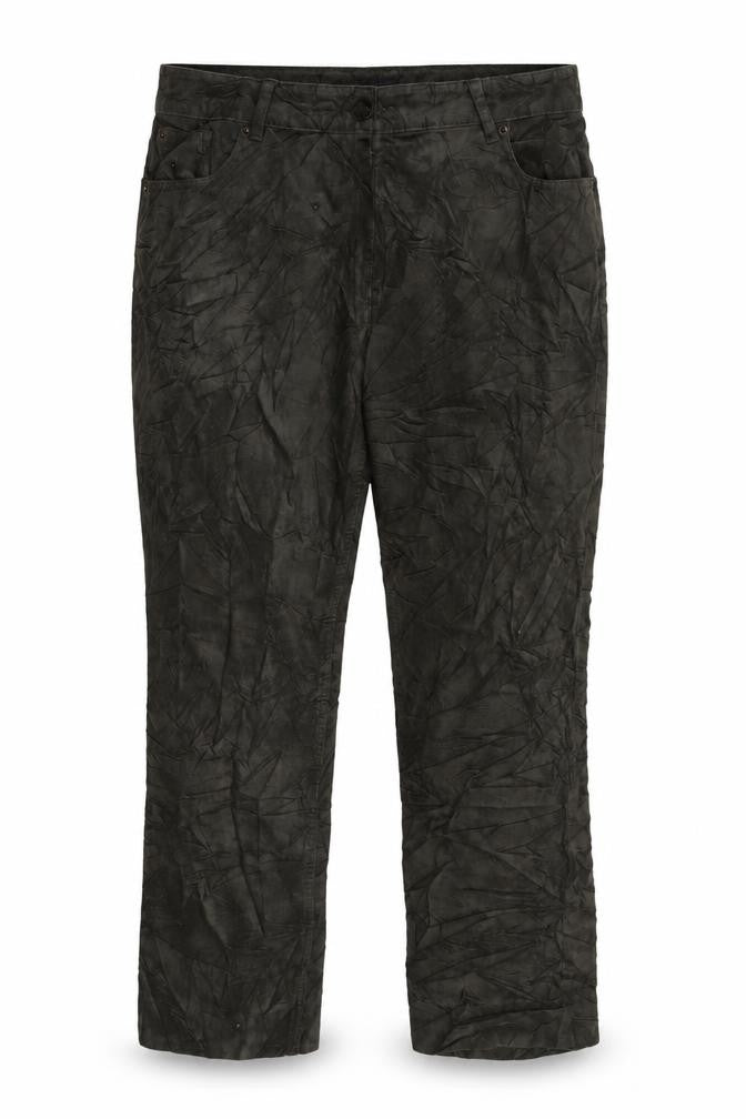 Marks and Spencer Womens Green Cotton Trousers Size 14 L26 in Regular Tie