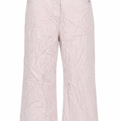 NEXT Womens Pink Cotton Blend Wide-Leg Jeans Size 8 L22 in Regular Zip