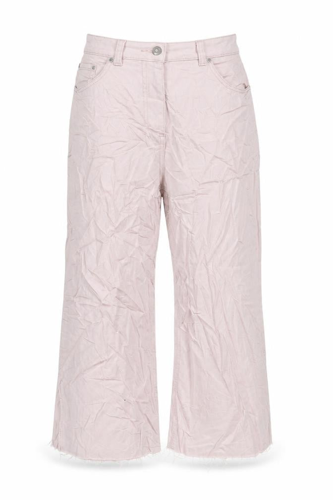 NEXT Womens Pink Cotton Blend Wide-Leg Jeans Size 8 L22 in Regular Zip