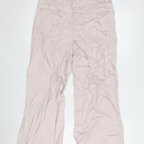 NEXT Womens Pink Cotton Blend Wide-Leg Jeans Size 8 L22 in Regular Zip