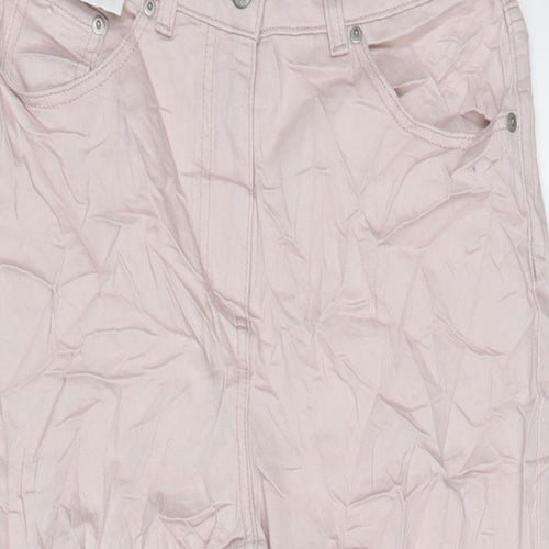 NEXT Womens Pink Cotton Blend Wide-Leg Jeans Size 8 L22 in Regular Zip