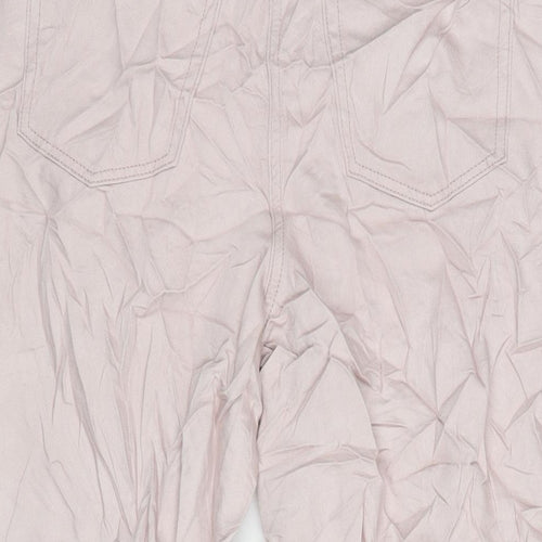 NEXT Womens Pink Cotton Blend Wide-Leg Jeans Size 8 L22 in Regular Zip