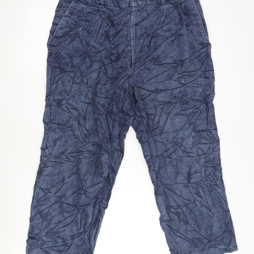 Glomode Womens Blue Cotton Trousers Size 34 in L24 in Regular Zip