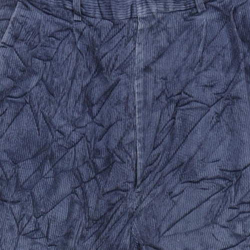 Glomode Womens Blue Cotton Trousers Size 34 in L24 in Regular Zip