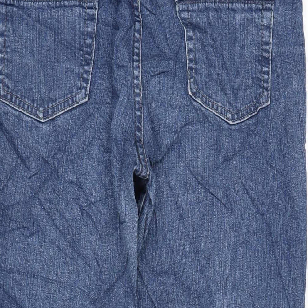 Marks and Spencer Womens Blue Cotton Blend Bootcut Jeans Size 14 L26 in Extra-Slim Zip