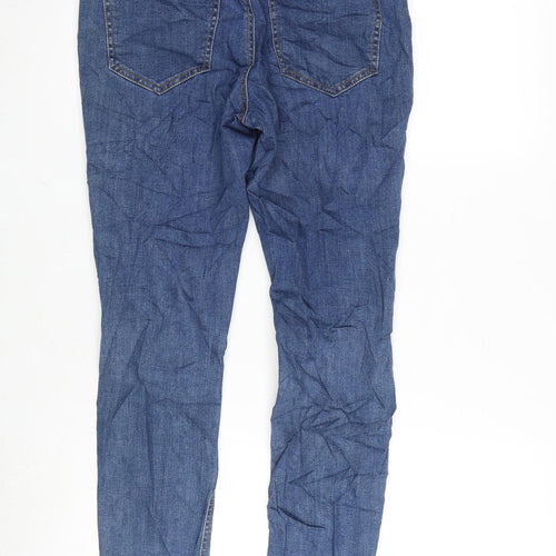 TU Womens Blue Cotton Blend Straight Jeans Size 8 L29 in Extra-Slim Zip