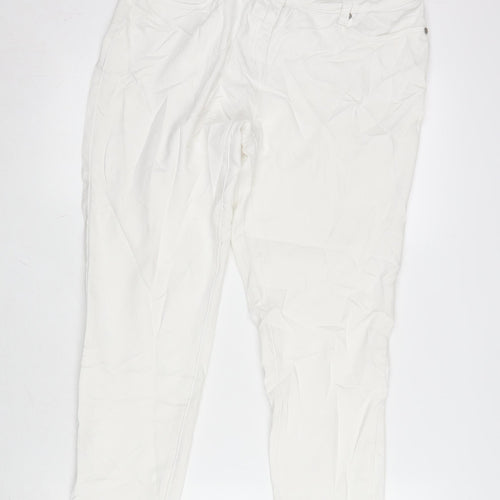 NEXT Womens White Polyester Blend Tapered Jeans Size 12 L28 in Regular Zip