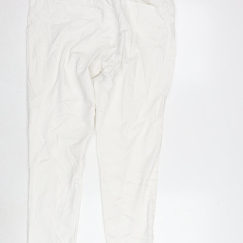 NEXT Womens White Polyester Blend Tapered Jeans Size 12 L28 in Regular Zip
