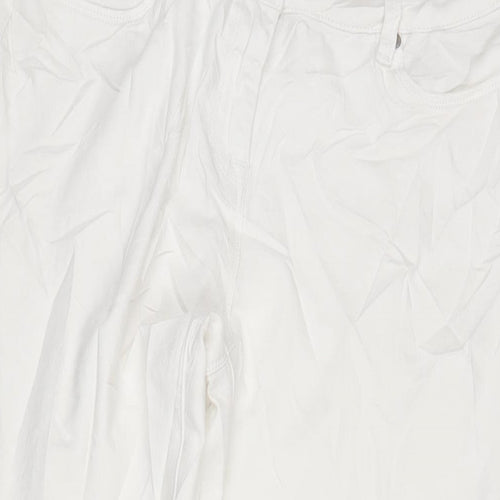 NEXT Womens White Polyester Blend Tapered Jeans Size 12 L28 in Regular Zip