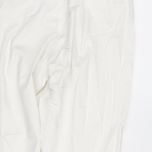NEXT Womens White Polyester Blend Tapered Jeans Size 12 L28 in Regular Zip