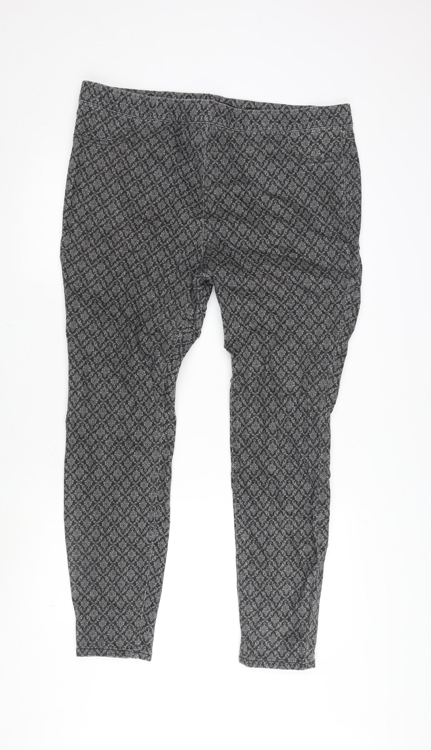 TU Womens Grey Paisley Cotton Blend Jegging Jeans Size 18 L28 in Regular