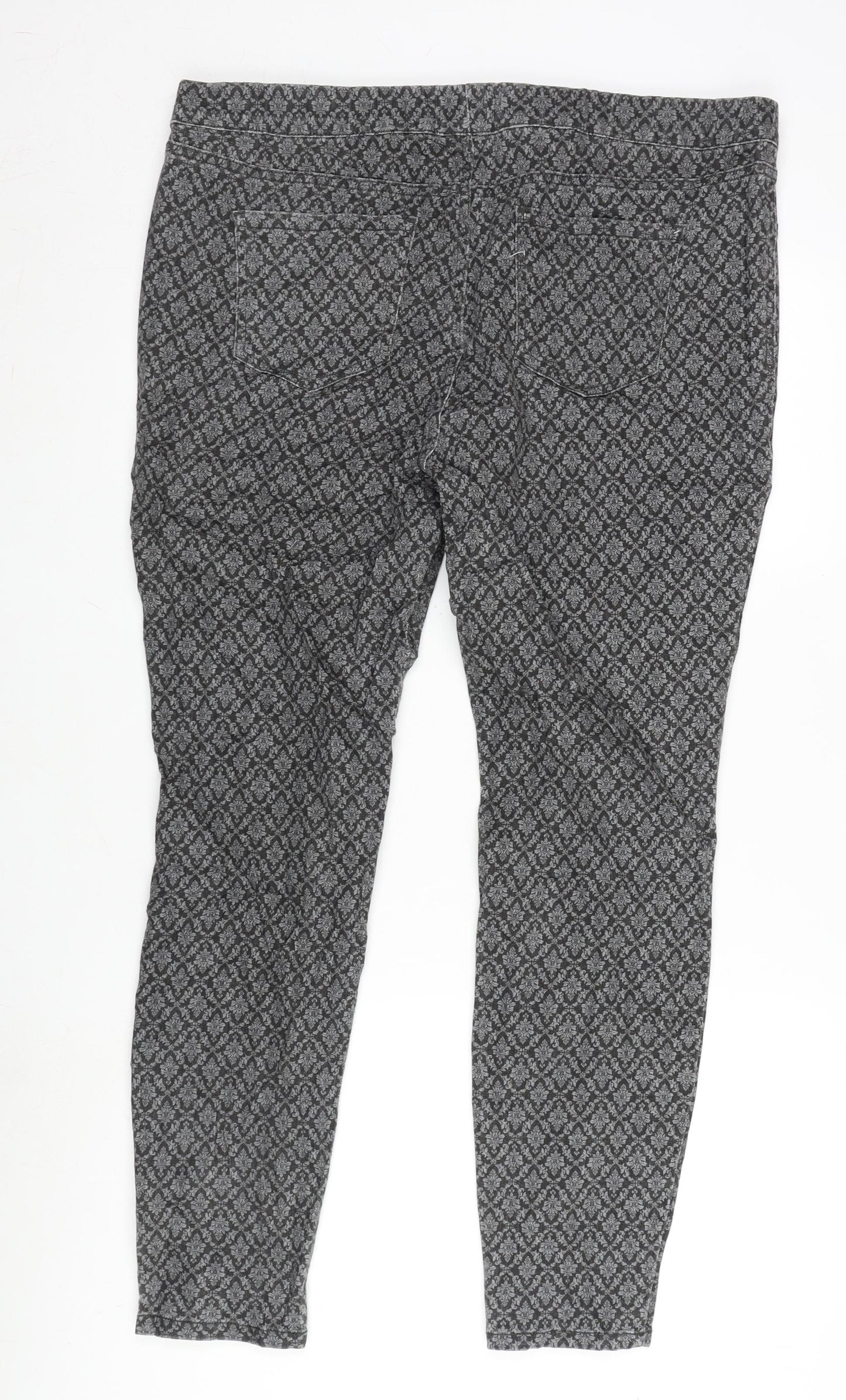 TU Womens Grey Paisley Cotton Blend Jegging Jeans Size 18 L28 in Regular