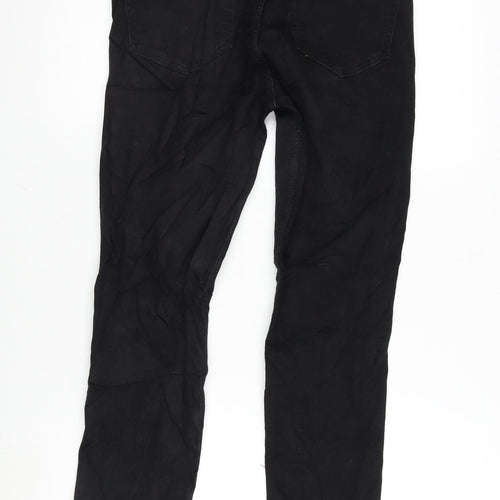 Zara Womens Black Cotton Blend Tapered Jeans Size 12 L28 in Regular Zip