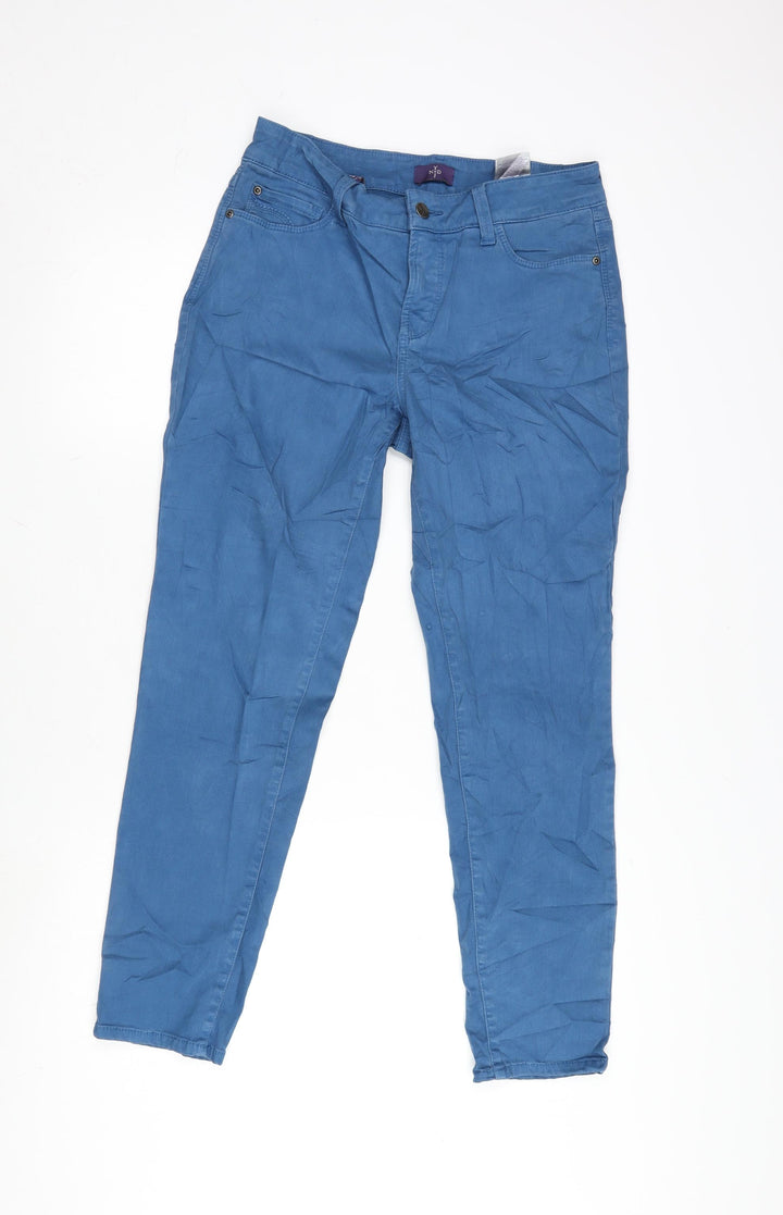 YNDJ Womens Blue Cotton Blend Straight Jeans Size 8 L28 in Regular Zip