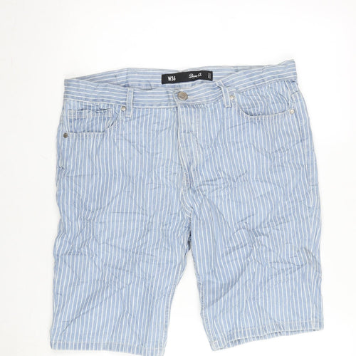 Denim & Co. Mens Blue Striped Cotton Bermuda Shorts Size 36 in L10 in Regular Zip