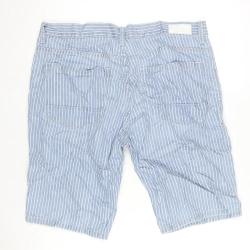 Denim & Co. Mens Blue Striped Cotton Bermuda Shorts Size 36 in L10 in Regular Zip