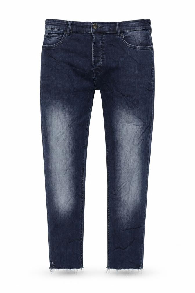 Denim & Co. Mens Blue Cotton Blend Tapered Jeans Size 36 in L32 in Slim Zip - Raw Hem