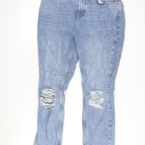 NEXT Womens Blue Cotton Blend Straight Jeans Size 12 L26 in Regular Zip