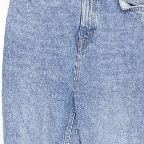 NEXT Womens Blue Cotton Blend Straight Jeans Size 12 L26 in Regular Zip