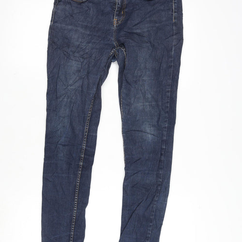 Oasis Womens Blue Cotton Blend Tapered Jeans Size 12 L28.5 in Slim Zip