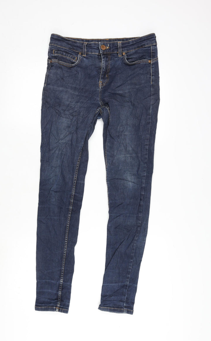 Oasis Womens Blue Cotton Blend Tapered Jeans Size 12 L28.5 in Slim Zip
