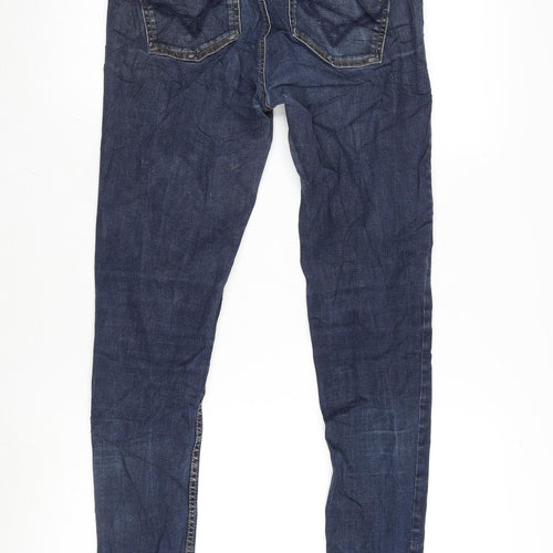 Oasis Womens Blue Cotton Blend Tapered Jeans Size 12 L28.5 in Slim Zip