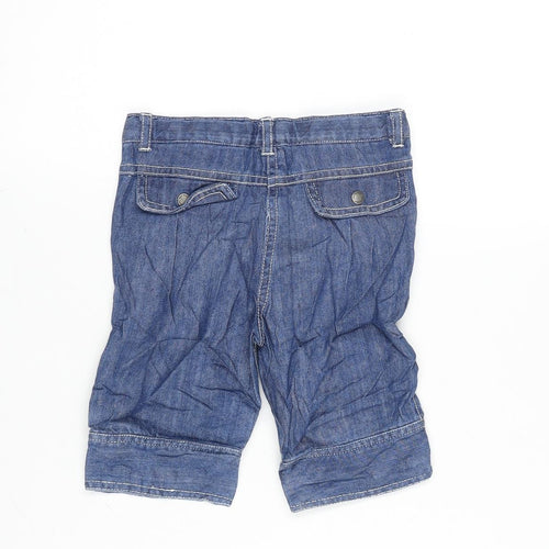 Vertbaudet Girls Blue Cotton Cropped Jeans Size 2-3 Years Regular Snap - Inside leg 7 Inches