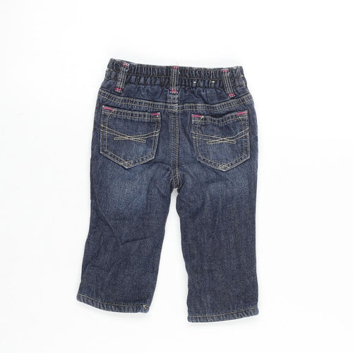 Gap Boys Blue Cotton Capri Jeans Size 3-6 Months Snap - Inside leg 8in - Waist 8 inches.