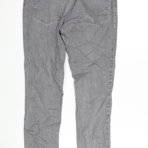 H&M Girls Grey Cotton Straight Jeans Size 13-14 Years L27.5 in Regular Zip