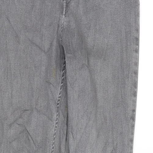 H&M Girls Grey Cotton Straight Jeans Size 13-14 Years L27.5 in Regular Zip