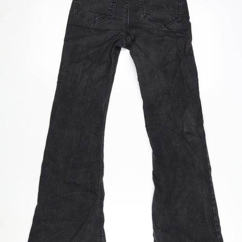 Pull&Bear Womens Grey Cotton Blend Flared Jeans Size 4 L28.5 in Regular Zip