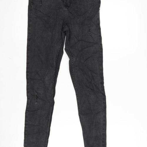 Denim & Co. Womens Grey Cotton Blend Tapered Jeans Size 8 L26 in Regular Zip