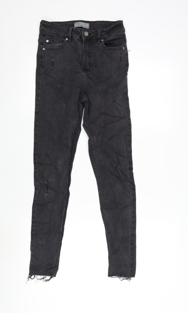Denim & Co. Womens Grey Cotton Blend Tapered Jeans Size 8 L26 in Regular Zip