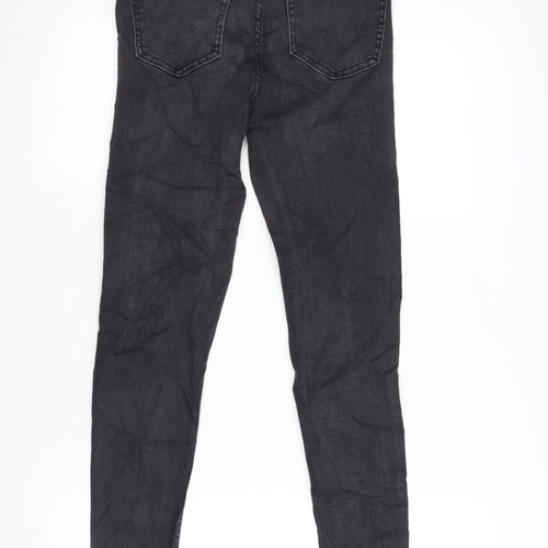 Denim & Co. Womens Grey Cotton Blend Tapered Jeans Size 8 L26 in Regular Zip