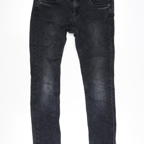 Topshop Womens Blue Cotton Blend Straight Jeans Size 28 in L26 in Regular Zip