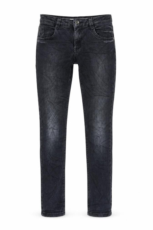 Front view of Topshop women’s blue cotton blend straight jeans, size UK 28, in, 26-inch leg regular zip
