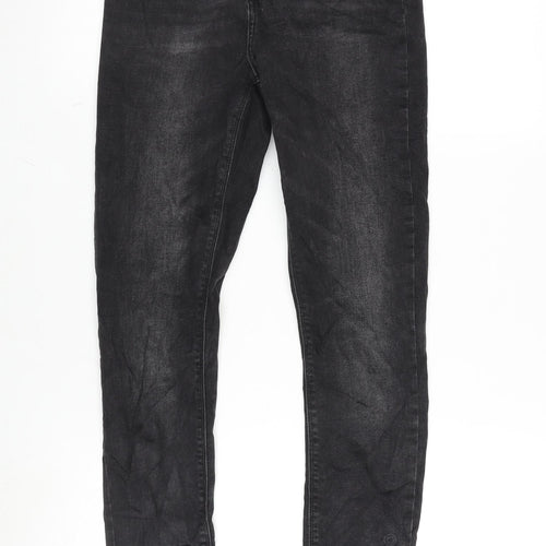 Denim & Co. Womens Grey Cotton Blend Tapered Jeans Size 8 L28 in Regular Zip
