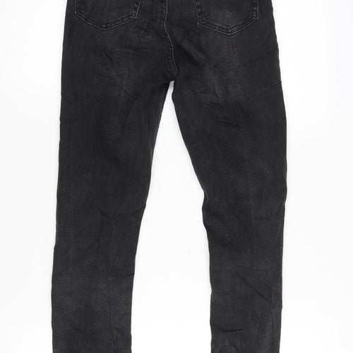 Denim & Co. Womens Grey Cotton Blend Tapered Jeans Size 8 L28 in Regular Zip